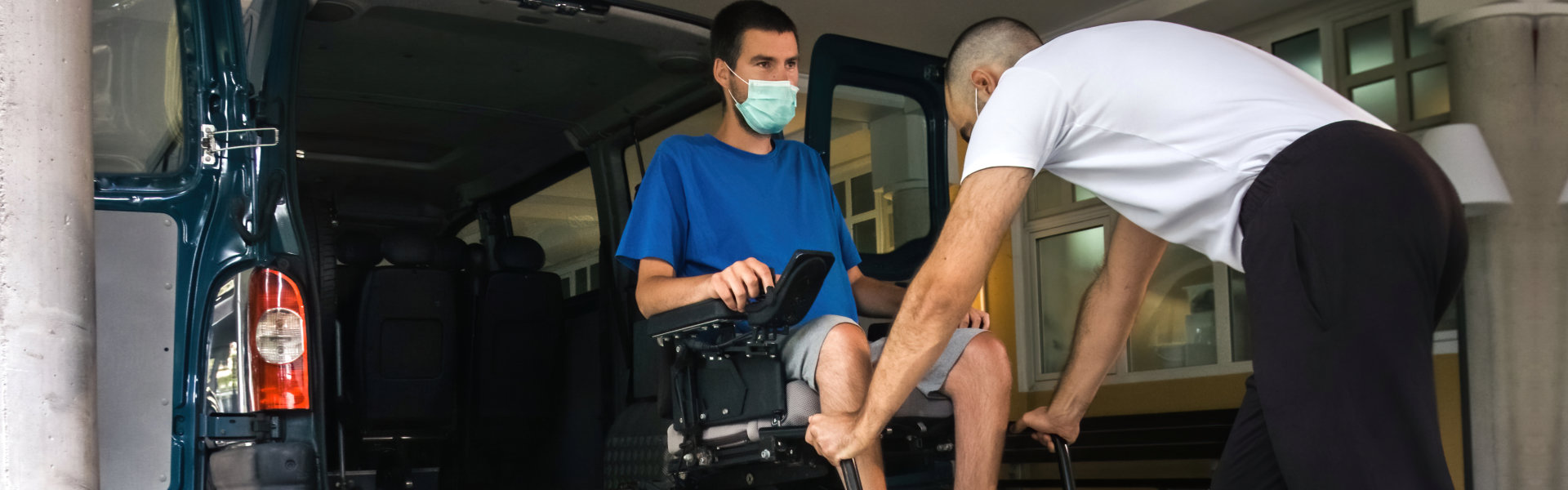 staff pushing client